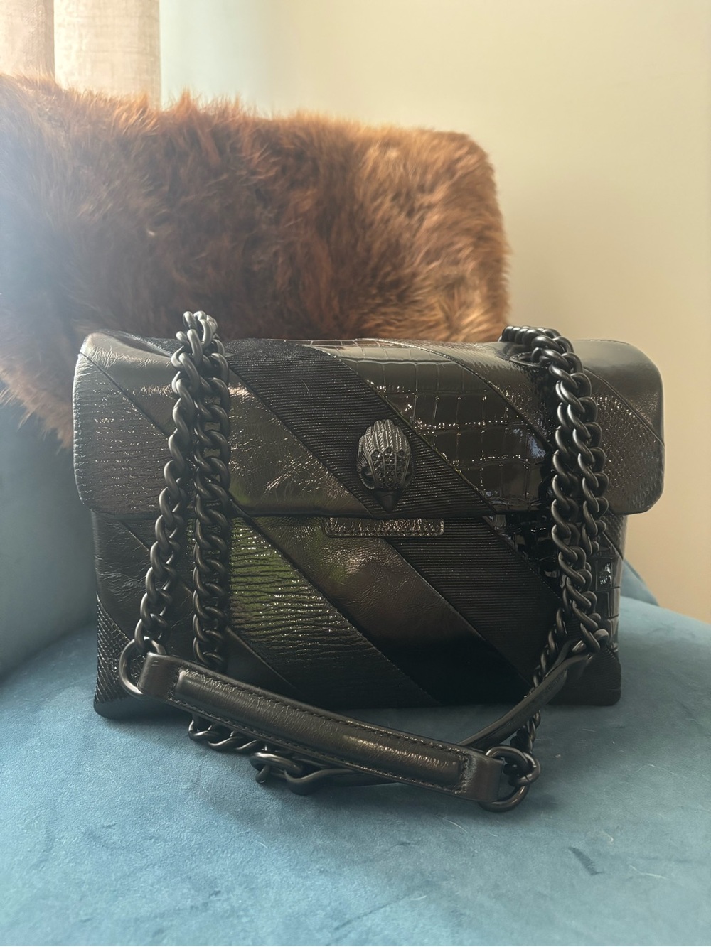 Kurt Geiger Black Kensington Quilted Chain Shoulder Bag NWOT